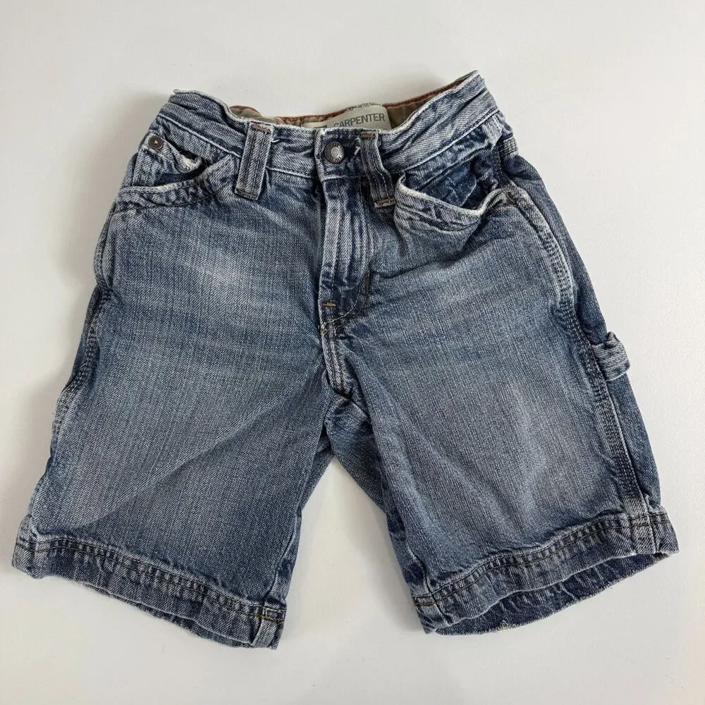 Gap Kids Boys Denim Carpenter Blue Jean Shorts 100% Cotton Size 7 Slim